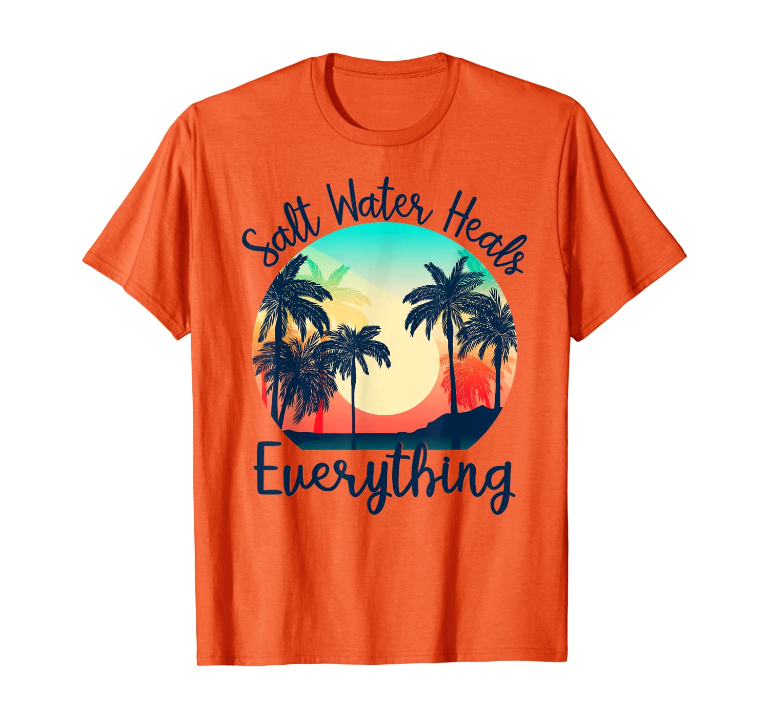 

Summer T-shirt Salt Water Heals Everything Shirt, White;black