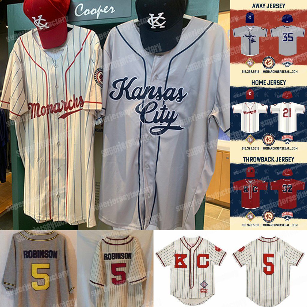 

2021 Kansas City Monarchs NLBM Negro Leagues Baseball Jersey Robinson Kansas City Monarchs Negro League Home Away Jersey Stitched Name and Number, Bgie