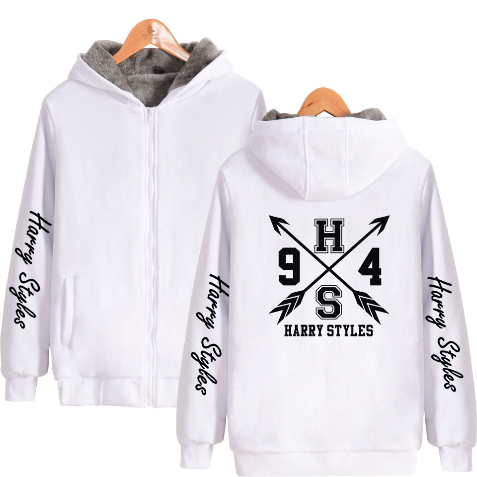 

Hoodies European Dress Harry Styles Plush Thickened Zipper Hoodie, Black