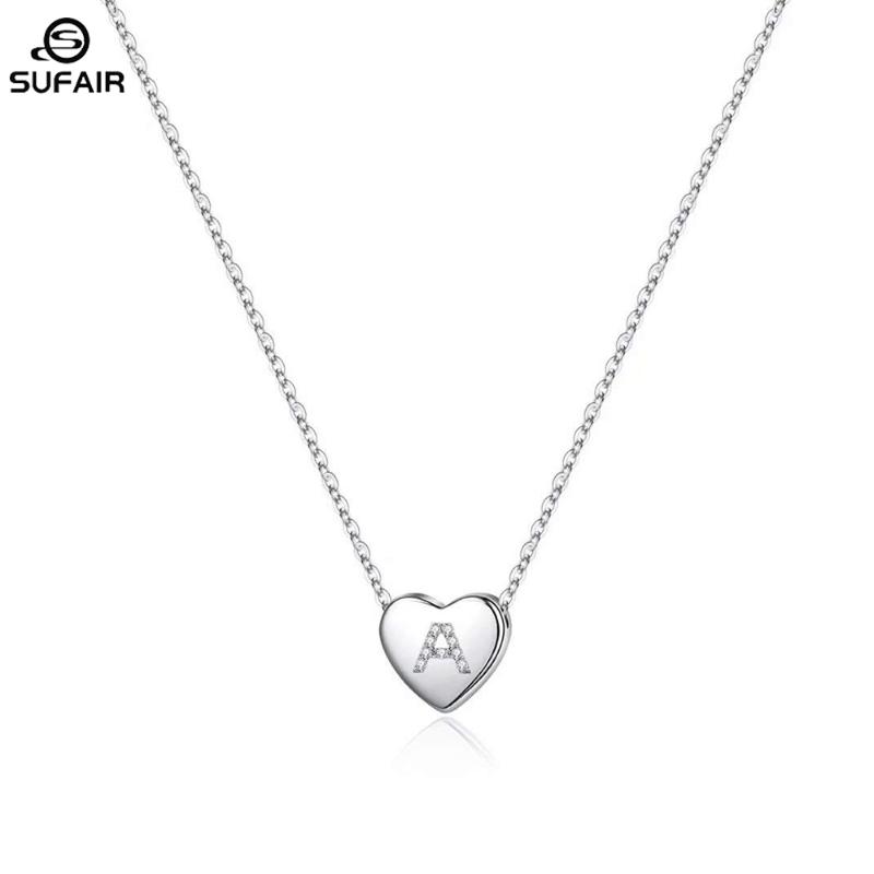 

Chains Sufair 925 Sterling Silver Initial Cz Heart Necklace For Girls Women Dainty Cubic Zirconia Pendant Female Jewelry Gift