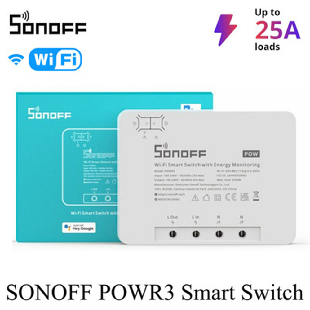 

sonoff pow r3 25a power metering wifi smart switch control overload protection energy saving track on ewelink voice controller via alexa