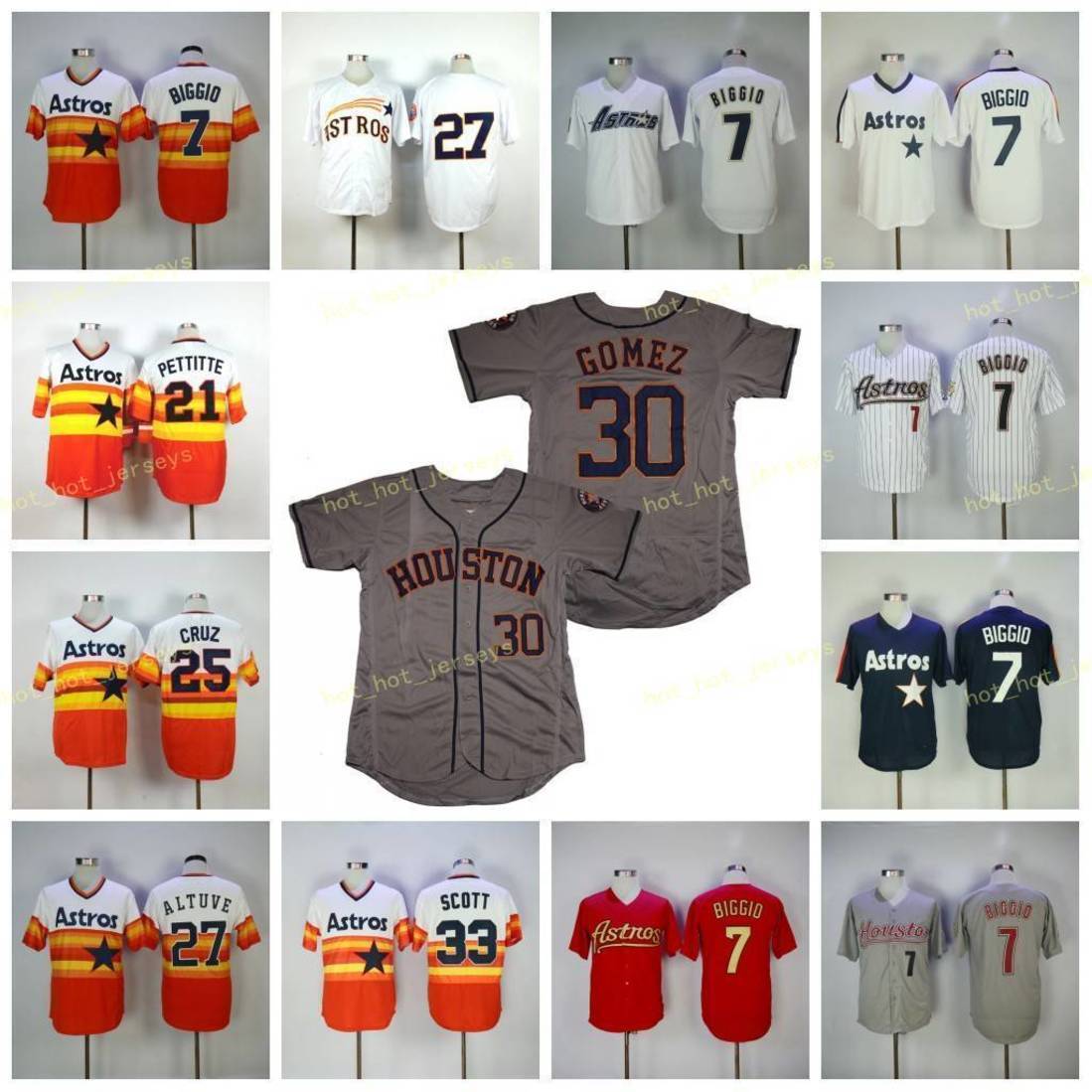 

Retired 7 Craig Biggio Baseball Jersey 25 Jose Cruz 27 Jose Altuve 30 Carlos Gomez 33 Mike Scott 1970 Vintage Retro Cooperstown Mesh Stitch, Men