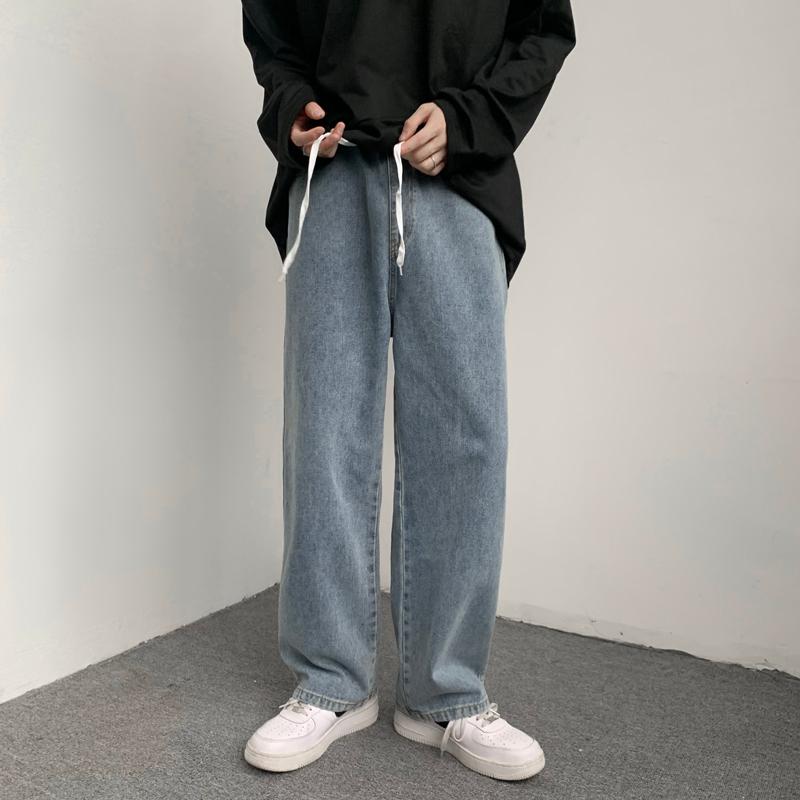 

Men's Jeans Baggy Stacked Mens Pants Streetwear Clothing Denim 90s Skater Wide Leg Distressed Low Rise Elastic Waist, Retro blue