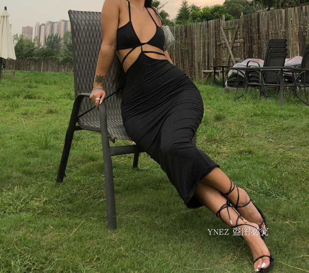 

KGFIGU Women Cotton 2021 Summer Dress Bandage Dresses Solid Black Sexy Vestidos Sleeveless Drop Shipping Strap Clothing