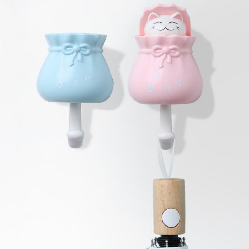 

Cartoon Cat Hanging Hook Holder Wall Mounted Adhesive Coat Hat Rack Hanger Decorative For Home Organizer Decor Hooks & Rails