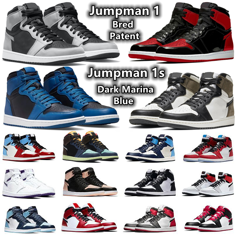 

Jumpman 1 1s mens basketball shoes Bred Patent Bubble Gum Brotherhood Dark Mocha Marina Blue Fearless Obsidian Shadow Fragment Pollen UNC men women sports sneakers, Pay for box