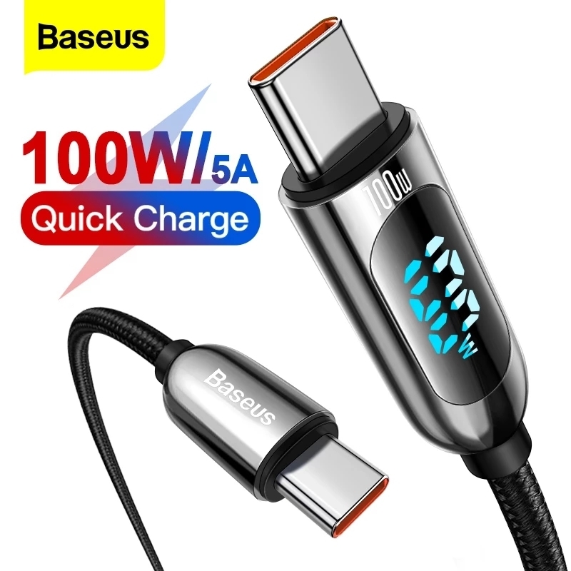 

Baseus 100W USB Type C To USBC PD Cable For Xiaomi Samsung Fast Charger USB C Cable For Macbook iPad Pro Tablet Laptop Wire Cord, 100w c to c black