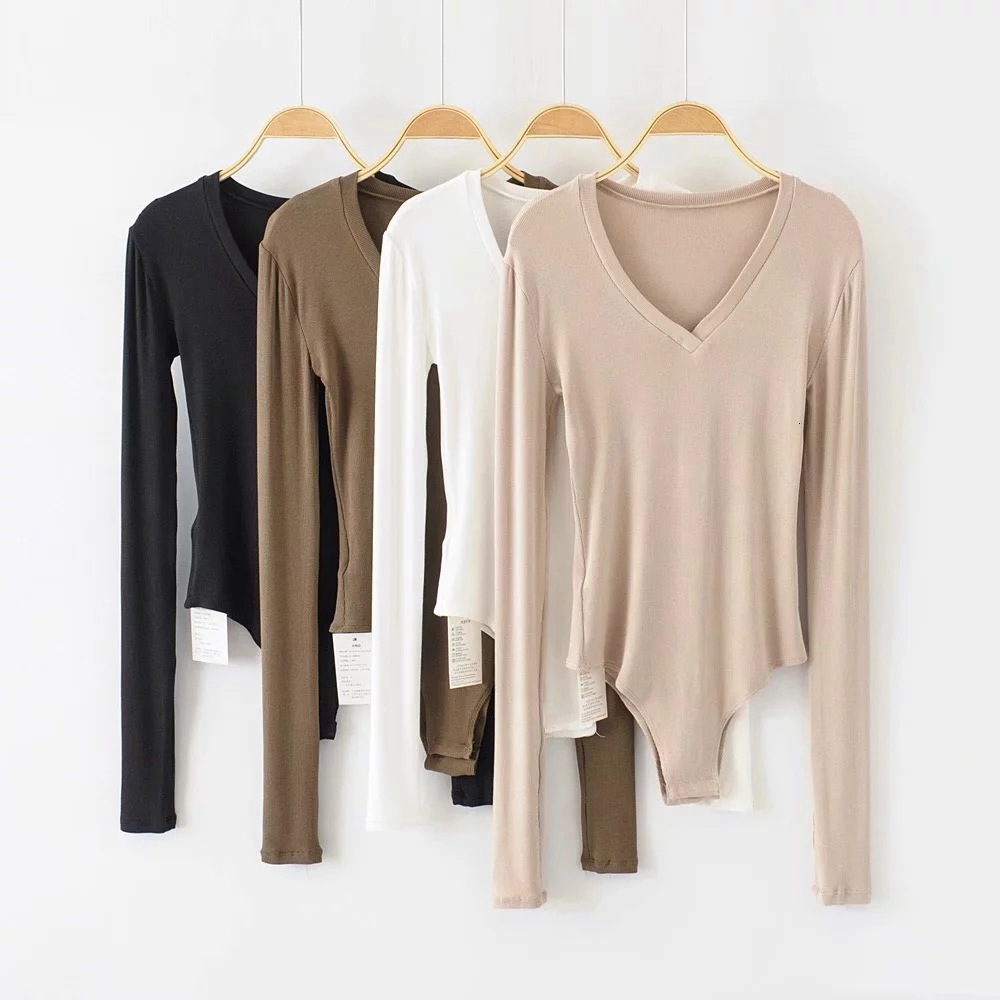 

t shirt autumn and winter pullover v-neck long sleeve slim blouse women's wear, White