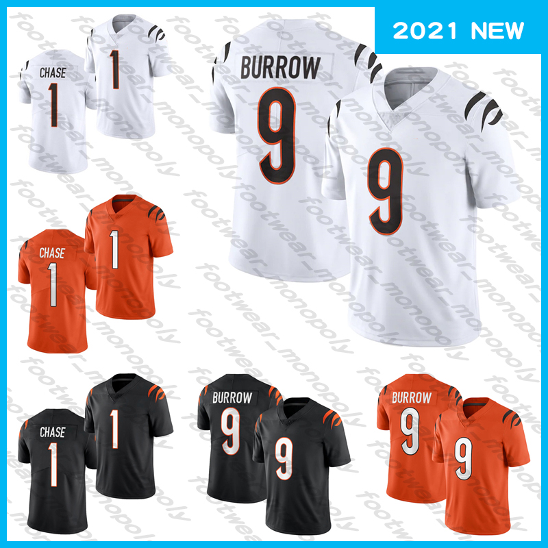 

2021 Football Jersey 1 JaMarr Chase 9 Joe Burrow, Black;red