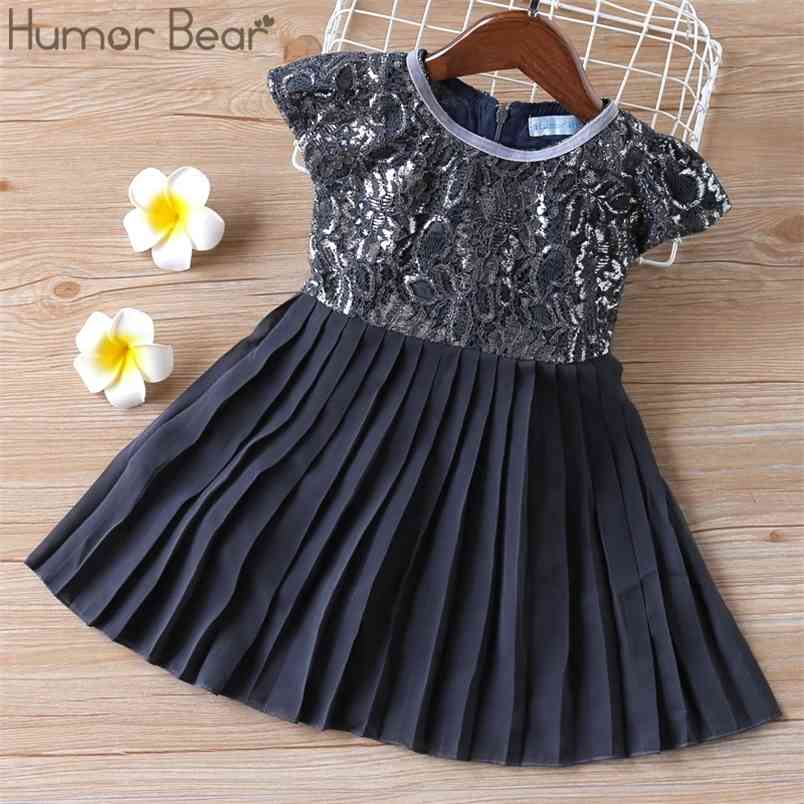 

Girls Summer Dress Retro Lace Silk Gauze Round Neck Short Sleeve Princess Party Dresses Children Clothing 210611, Bz257 yellow