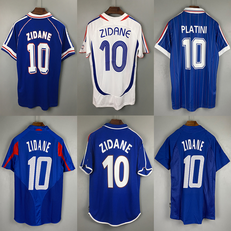 

2006 Men Zidane Soccer Jersey Retro Trezeguet Platini 1982 1998 2002 2000 Vintage T-Shirt