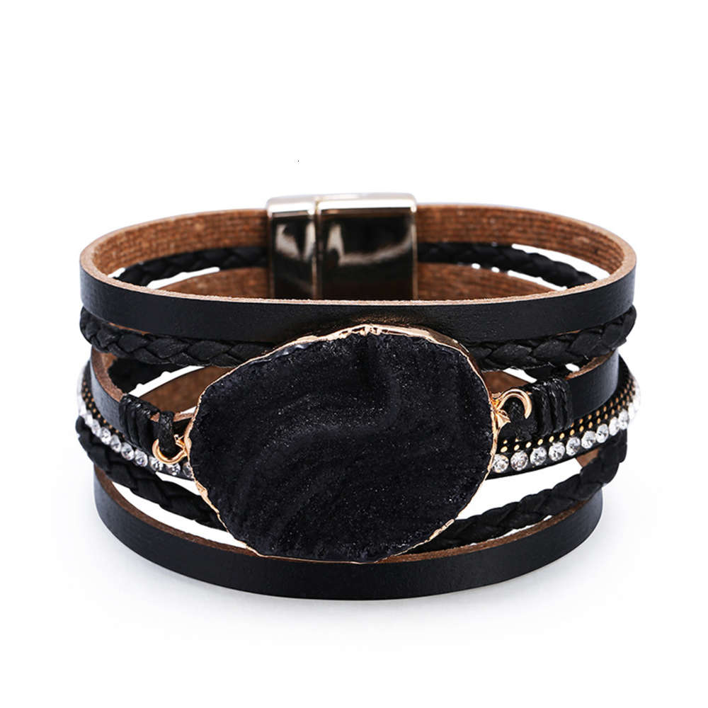 

,bracelet Best selling jewelry Bohemian Style Bracelet multilayer crystal stone Leather scenic spot, Golden;silver