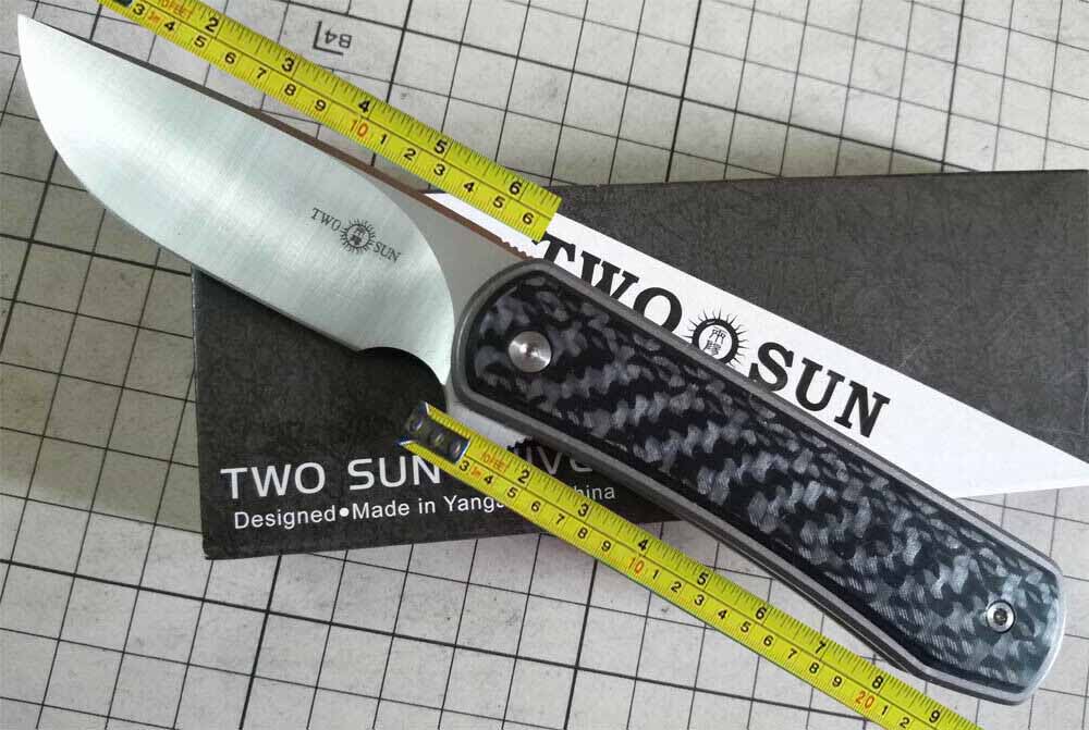 

TwoSun Carbon Fiber Ball Lock Flipper Pocket Folding Knife TS335-M390-CF