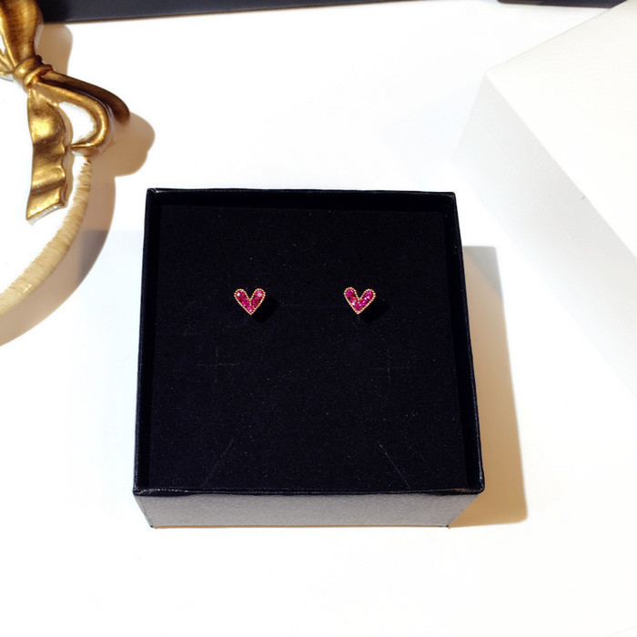 

Crystal Stud Earrings Heart Shape Sterling Silver Cute Unique Earrings for women Wedding Bridal Ear Jewelry