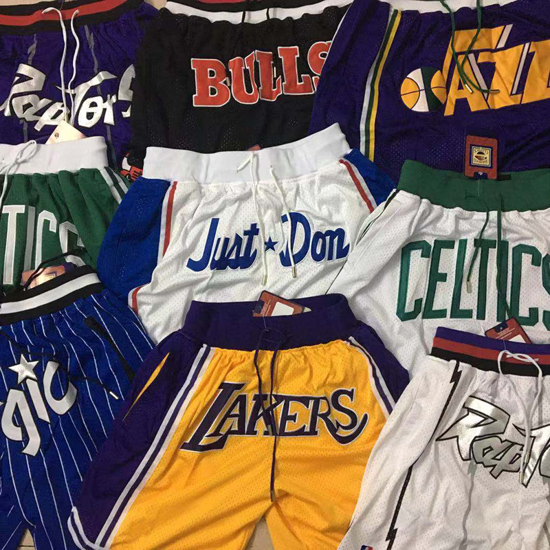 

Teams JuST Short Hip Hop High School College DON Retro outdoor Sports Running Basketball Shorts Pant Sweatpants Mens 2021 With Pocket Zipper Stitched, As