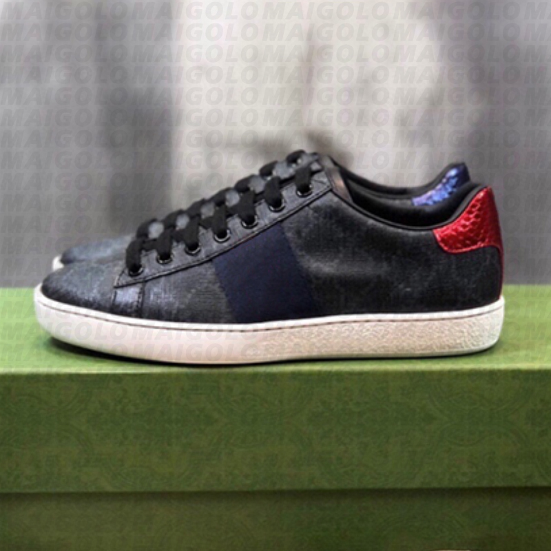 

Top Quality Man Dress Shoe Women Casual Sneaker Cow Leather Letter Pattern Red Bottom Bee Tiger Green Stripes Sport White Designer Trainers Oringinal Box 35-46, As picture9