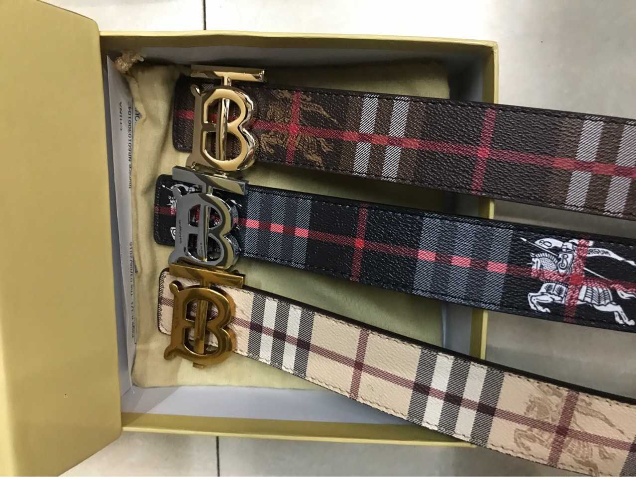 

buckle B 2020 new belt Beige lattice belt buckle tiktok, Black;brown