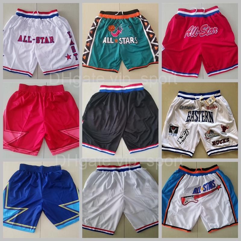 

Star All Team Basketball Just Don Shorts Sport Wear With Pocket Zipper Sweatpants Mens 1996 1997 Year Red Green Western Eastern, Black