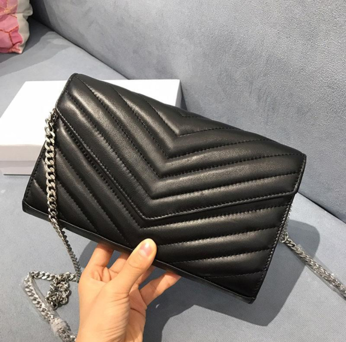 

Woman Bag Handbag Purse Original Box Genuine Leather High Quality Women Messenger cross body chain Handbags, Black-sheepskin-gold hw