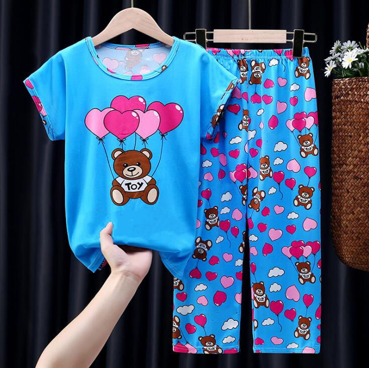 

Designers girl pajamas Home Sets Two-Piece Children T shirt trousers Pyjamas Girls Boys Sleepwear short-sleeved Nightwear Kids Baby Suit Clothes, M#1