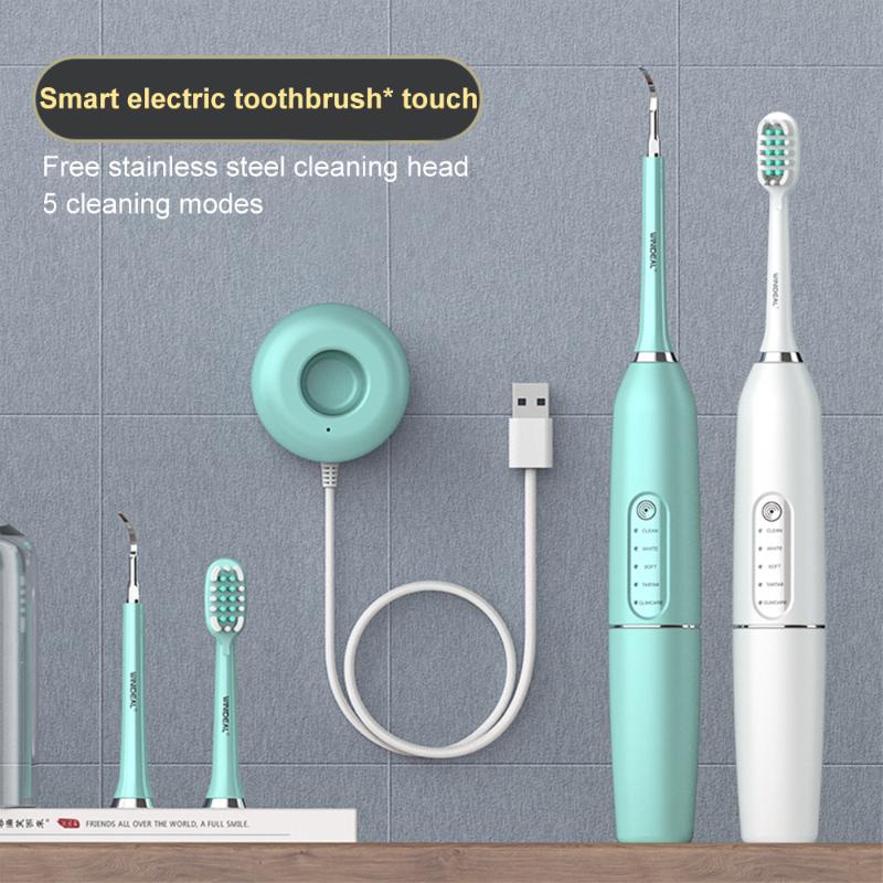 

Smart Electric Toothbrush Sonic USB Tooth Cleaner Ultrasonic Dental Scaler Calculus Brushes With Heads