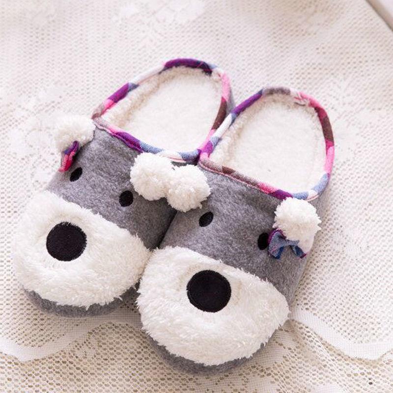 

Drop Home Coral Velvet Dog/bear Slippers Candy Colored Soft Slipper Rubber Sole Shoes Men, Black
