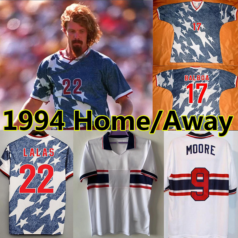 

1994 us LALAS RETRO SOCCER JERSEYS United States HARKES RAMOS WEGERLE BALBOA 22 Reyna JONES 94 Home Away Ame Camiseta Classic football shirts Kit Vintage Jersey