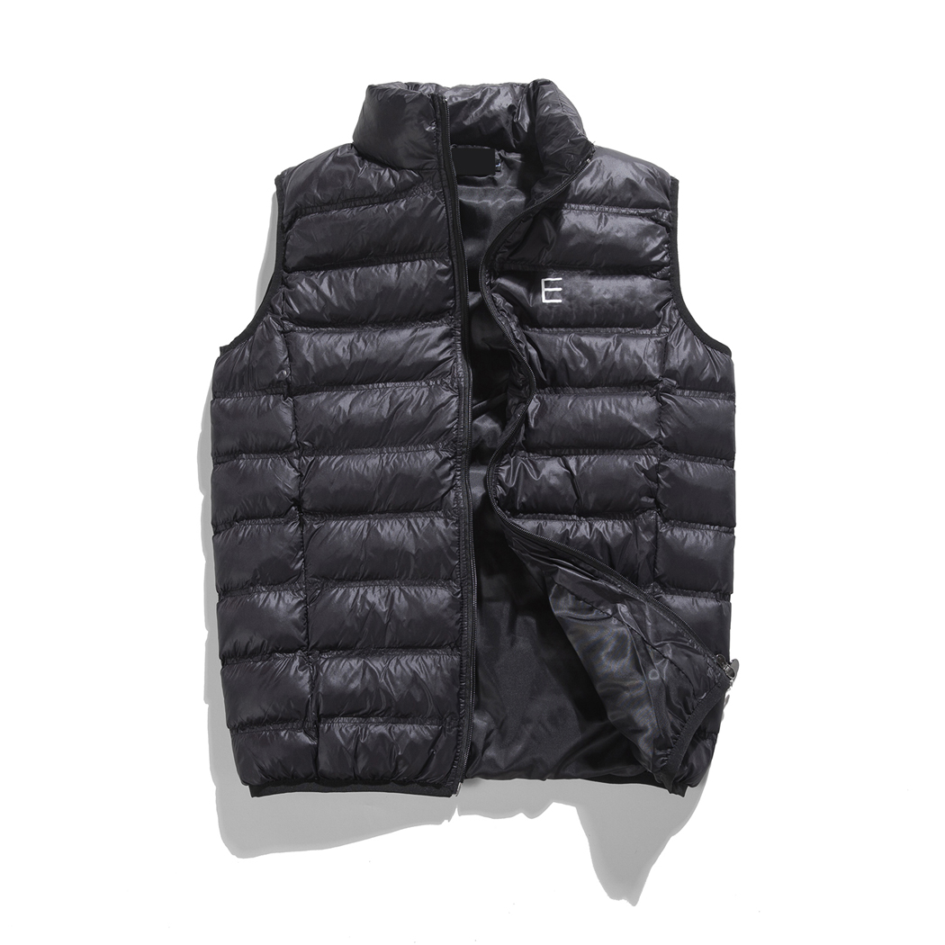

monclair Flocking Logo down jacket men and women France Tide Brand cotton vest High Quality Hooded drawstring vests, Black