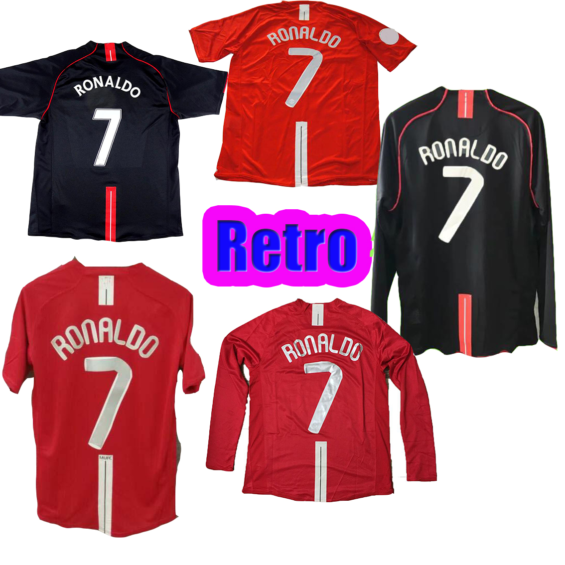 

RONALDO Rooney Saha RETRO MANCHESTER 2007 2008 FOOTBALL SHIRTS 07 08 Vintage soccer jerseys classic Nani MAN UTD Camiseta long sleeve