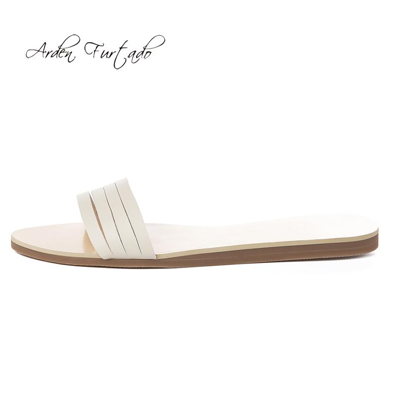 

Slippers Arden Furtado Summer 2021 Fashion Women's Shoes Flat Open Toe Narrow Band Silver Casual White Slides, Black