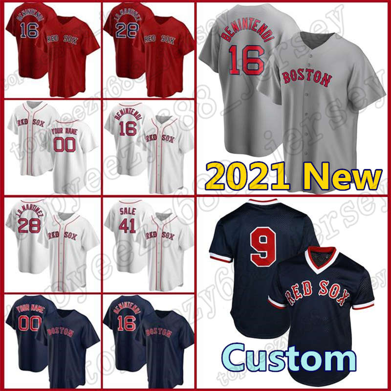 

16 Andrew Benintendi 9 Ted Williams Custom Red Jersey 28 JD Martinez Baseball 26 Wade Boggs 50 Mookie Betts 34 David Ortiz Chris Sale Mens, Blue;black
