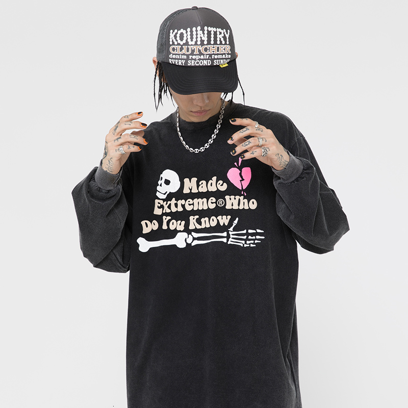 

men's hoodies & sweatshirts long-sleeve cotton of harajuku s t yniw, Black