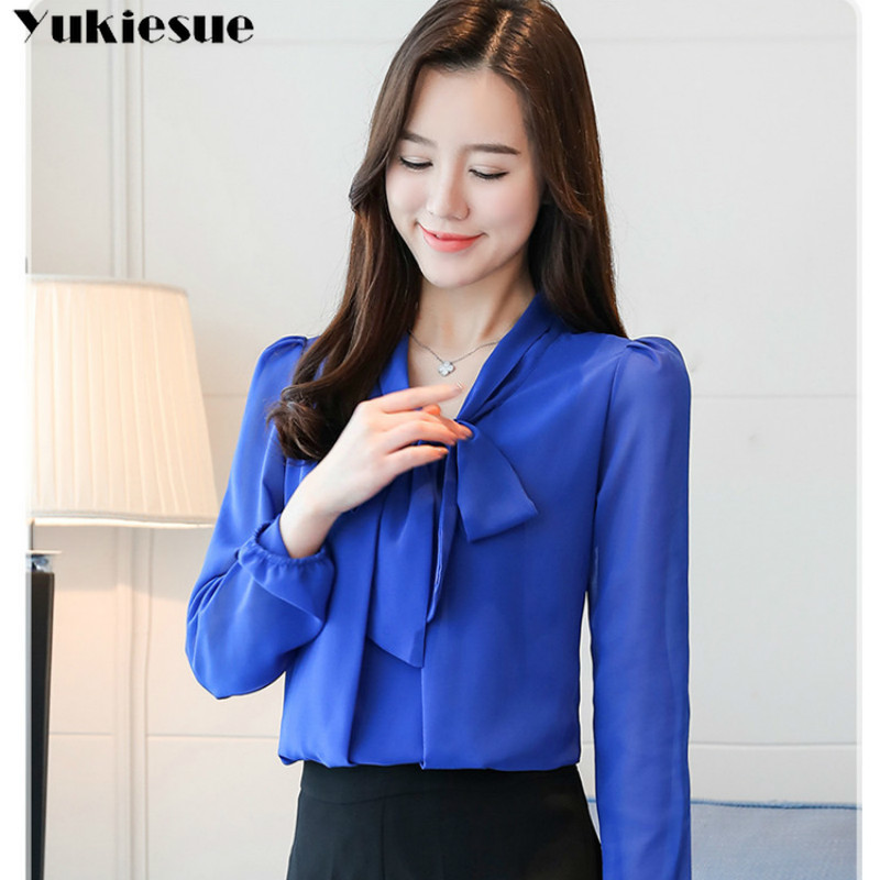 

chiffon blouse femme shirt women blusas smmer long sleeve blusa top camisa mujer womens blouses and tops ladies shirts 210518, Blue