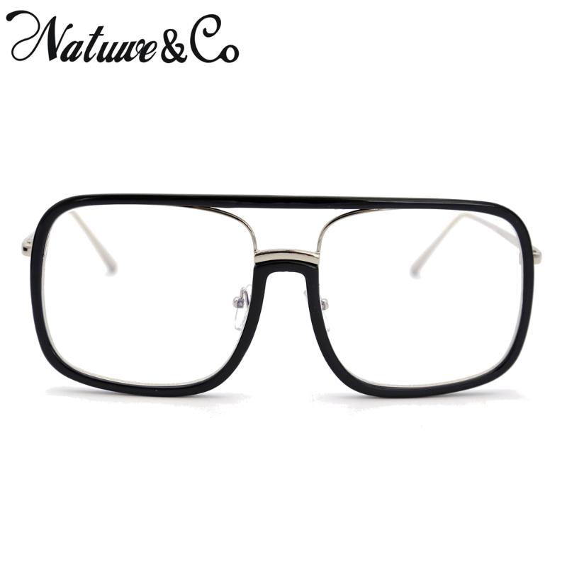 

Fashion Sunglasses Frames Natuwe&Co Large Oversize Square Glasses Frame Retro Full-rim Men Women Eyeglasses, Black