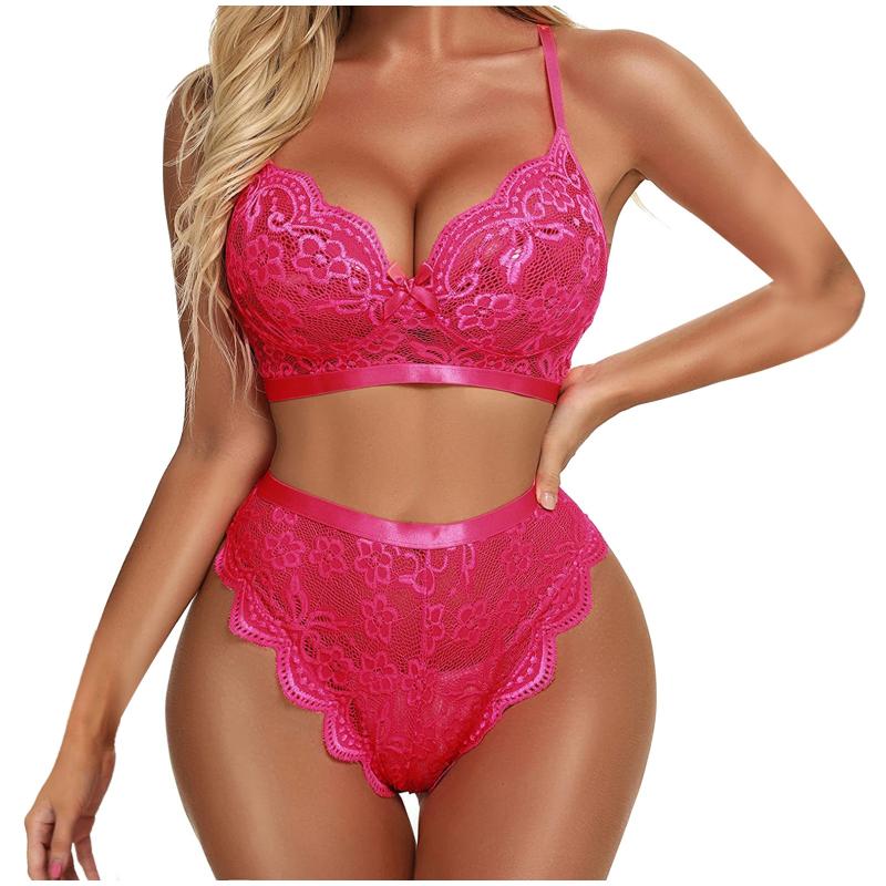 Bras Sets Sexy Lingerie For Women Sex Set Bra Women's Lace Gathered Thin Wireless Underwear Pajamas Gorset Erotyczny-image-724782678