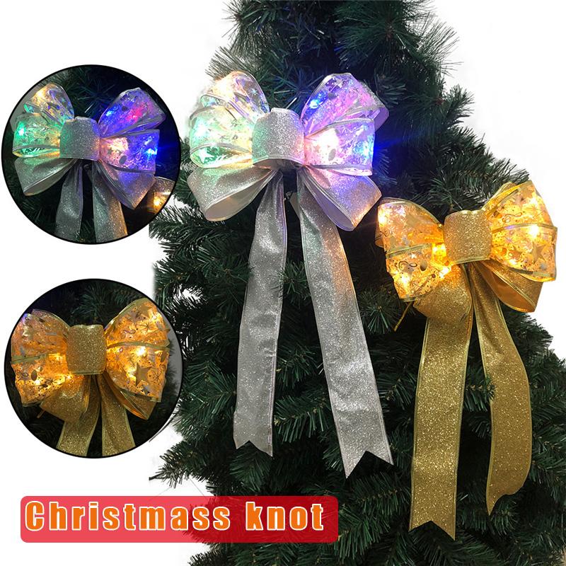 

Christmas Decorations LED Bows Tree Topper Bowknot Ornaments Holiday Wedding Party L9