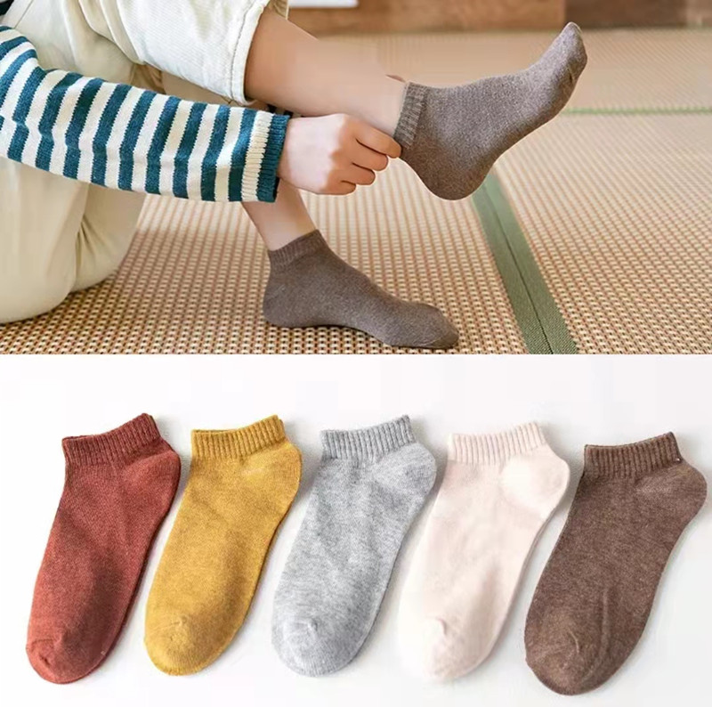 

Female designer casual sports socks pure cotton breathable 5 pairs of short Average code 36-39