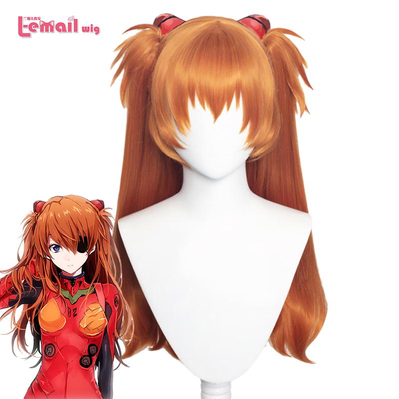 

L-email Wig EVA Asuka Langley Soryu Cosplay Anime Wigs 65cm Long Orange Women Synthetic Hair Heat Resistant, Only wig