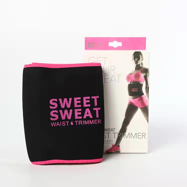 

New packaging sweet sweat waist trimmer fitness stripes sweat belt, Pink