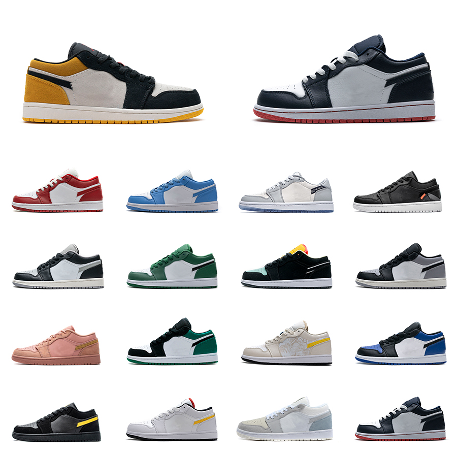 

UNC University Gold 1s Basketball Shoes Low 1 Pairs Womens Mens BHM TS Laser Blue Smoke Grey Black Toe Court Purple Pine Green Sneakers, Shown