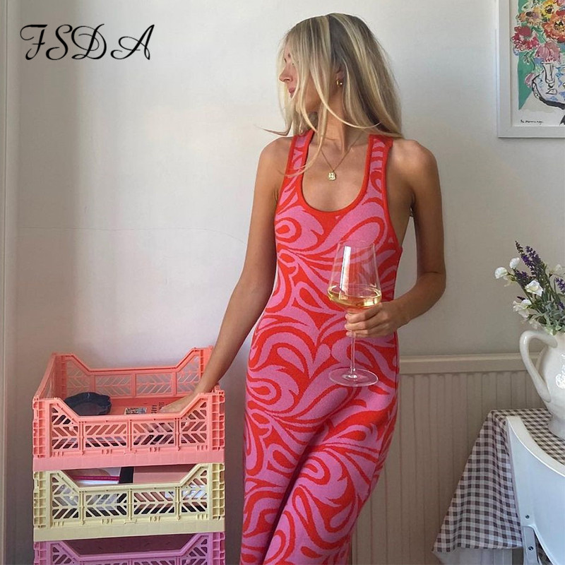 

2021backless 2021 summer y2k midi knit dress women sleeveless pink off shoulder beach split party bodycon dresses, Black;gray