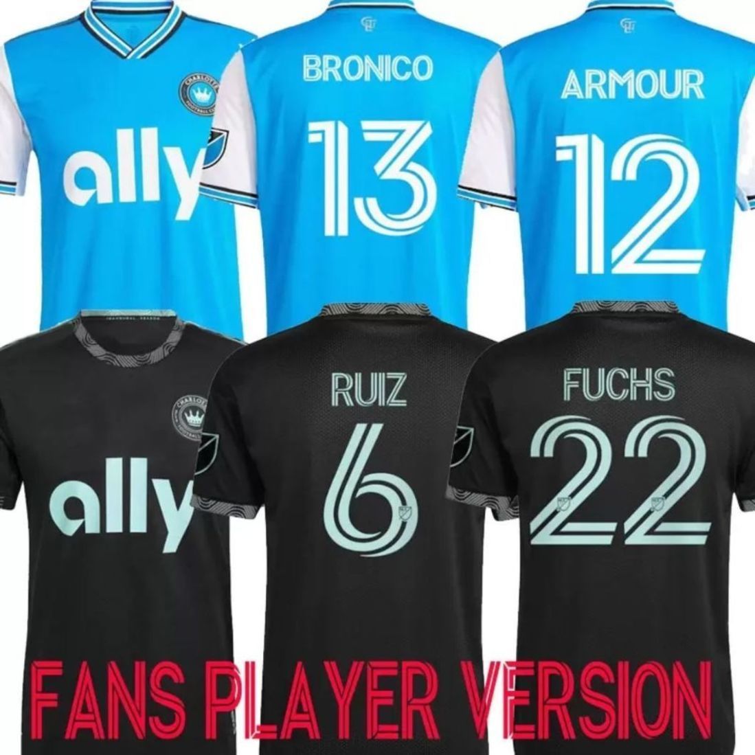 

Newly Minted 2022 Charlotte FC Soccer Jersey Home away MLS 22 23 Ruiz Football Shirt Uniform ARMOUR BRANDT BRONICO ALCIVAR CORUJO FUCHS McGREE FANS PLAYER VERSION, Away +player version+ mls patch