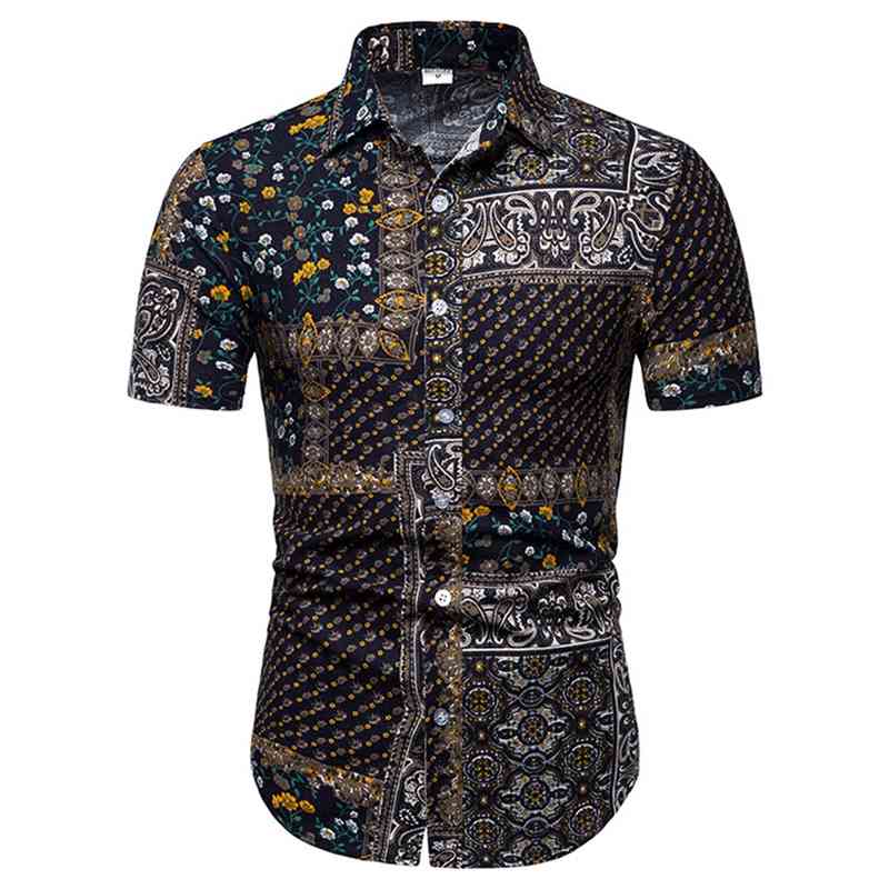 

2020 summer new men's large floral print short sleeve shirt tc29, As shown in figure