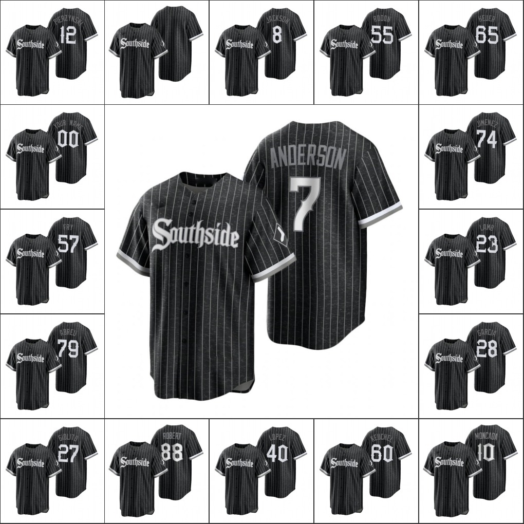 

Chicago WhiteSox Men #8 Bo Jackson 79 Jose Abreu 88 Luis Robert 7 Tim Anderson 10 Yoan Moncada Women Youth Custom Black 2021City