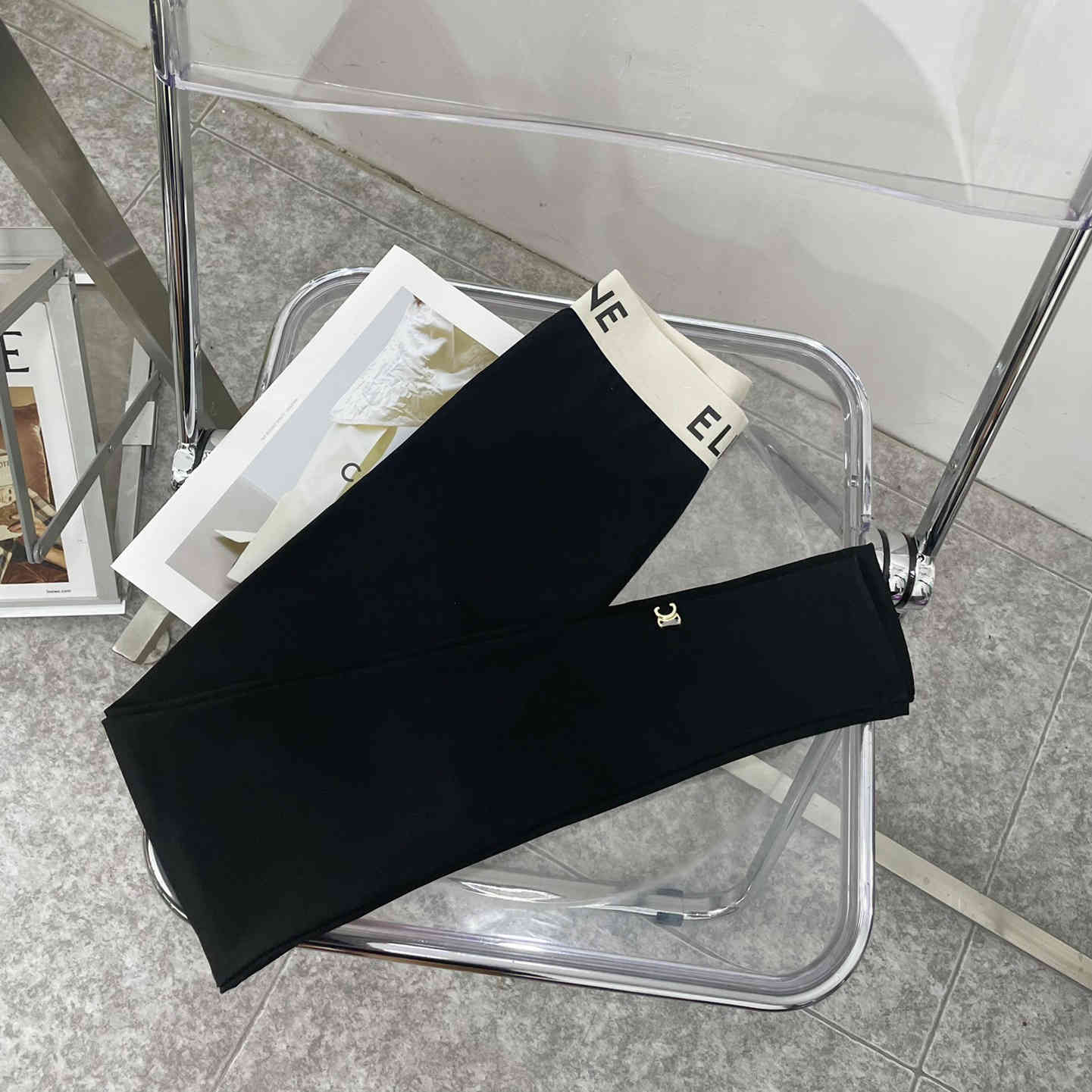 

Letter embroidered black leggings women' autumn new fashion casual slim fit thin elastic pants