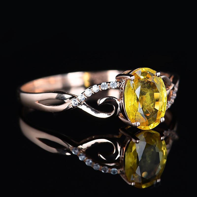 

Cluster Rings Vintage Fashion Yellow Crystal Citrine Gemstones Diamonds For Women Rose Gold Color Jewelry Bague Bijoux Accessory Gifts