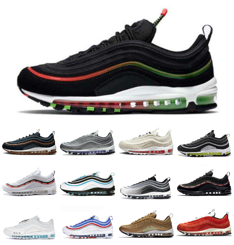 

Top Quality 2022 Mens Running Shoes 97s Womens Barely Volt Atomic Pink White Pine Green Trainers MSCHF Satan Undefeated UNDFTD Black Worldwide Sports Sneakers, Bubble package bag