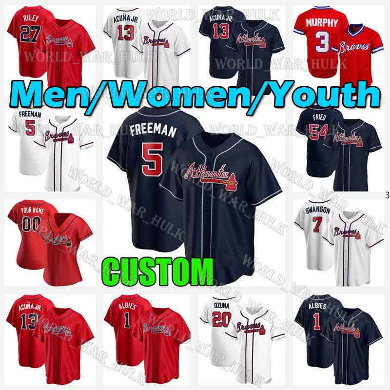 

5 Freddie Freeman Jersey 7 Dansby Swanson 1 Ozzie Albies Atlanta Custom Braves 13 Ronald Acuna Jr. Greg 10 Chipper Jones 31 Maddux Baseball, Blue;black