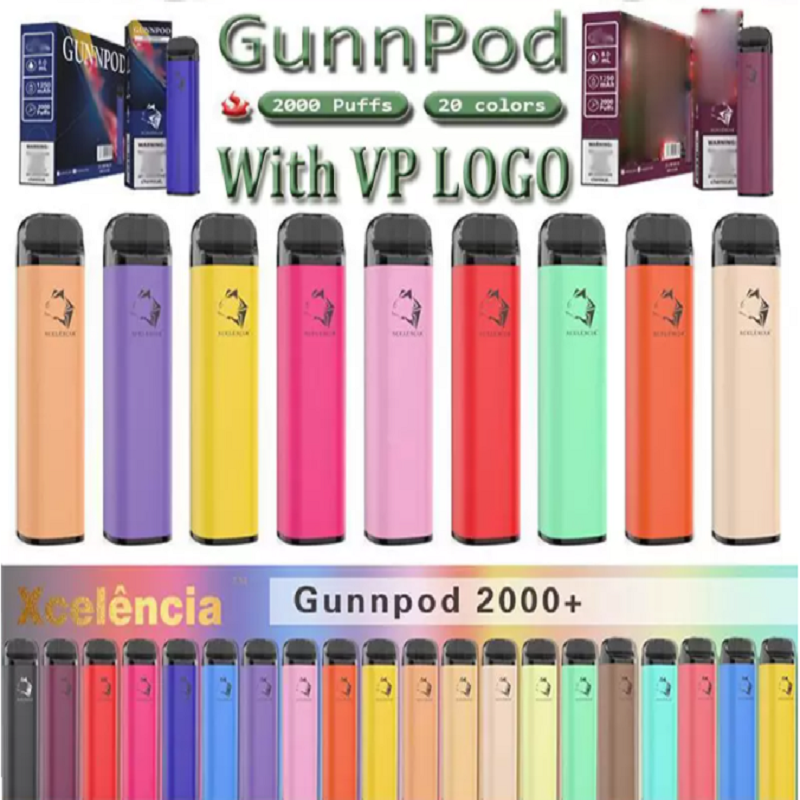 

GUNNPOD Disposable Vape 1250mAh Battery 2000 Puffs E Cigarette Deivce 18350 8ml Vaporizer Starter Kit VS Elf Bar 20 colour Pen Pod PUFF Gunpod
