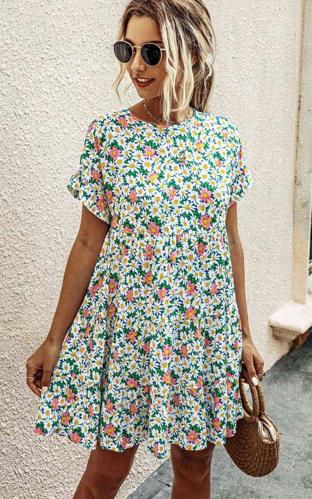 

Casual Dresses Spring and Summer Women's Printed Round Neck Casual Loose Floral Maternity Dress Fm, Black;gray